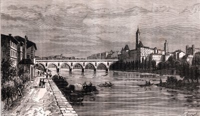 Montauban - Langedoc-Roussillon-Midi-Pyrenees - V.-A द्वारा "ला फ्रांस इलस्ट्रेशन: भूगोल, इतिहास, सांख्यिकीय प्रशासन" में उत्कीर्णन। माल्ट-ब्राउन। १८८४ द्वारा फ्रेंच स्कूल