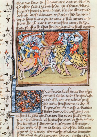 Ms 3479 t.1 fol.539 जब घोड़ों की झड़प होती है, तो मेसिर लैंसलेट डू लाक की पुस्तक से द्वारा फ्रेंच स्कूल