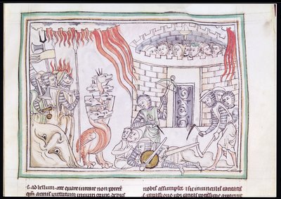 सुश्री 422 Fol.95r आकाशीय आग शैतान की सेना को नष्ट करते हुए, सर्वनाश से दृश्य द्वारा फ्रेंच स्कूल