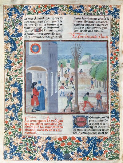 वर्ष के प्रत्येक महीने के लिए सुश्री 5064 f.299v व्यवसायों, पिएत्रो डे क्रेस्केंज़ी (1230-132021) द्वारा Le Livre des Prouffitz Champestres का चित्रण। द्वारा फ्रेंच स्कूल