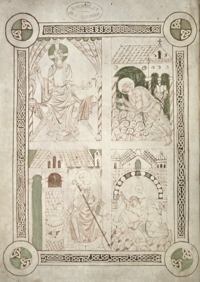 Ms 616 f.1v सेंट ऑगस्टीन ऑफ़ द क्राइस्ट एंड द सीन अलार्डस सेंट सेंट वैस्ट के सामने अपनी पुस्तक की पेशकश करते हुए सेंट ऑगस्टाइन द्वारा स्वीकारोक्ति द्वारा फ्रेंच स्कूल