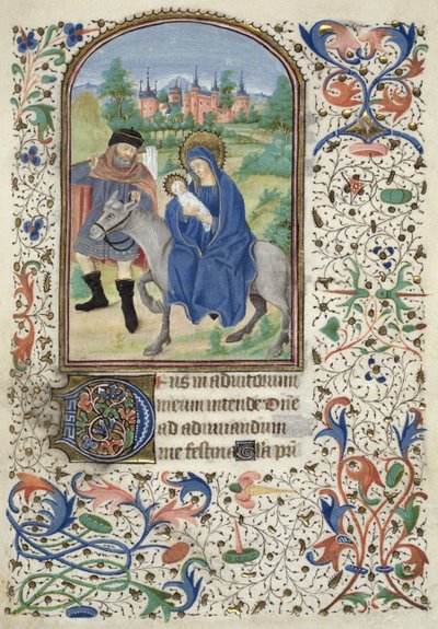 सुश्री यूरिंग 4 f.55r ग्लासगो आवर्स, c.1450-60 से मिस्र में उड़ान द्वारा फ्रेंच स्कूल