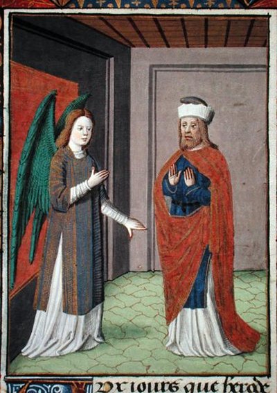 सुश्री हंटर 368 f.17v एंजेल, c.1460 (वेल्लम) द्वारा फ्रेंच स्कूल