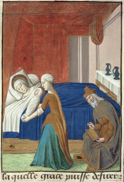 सुश्री हंटर 36 f.31v द बर्थ ऑफ जॉन द बैप्टिस्ट, वीटा क्रिस्टी से, सक्सोनी के लुडोल्फ द्वारा, c.1300-7778 द्वारा फ्रेंच स्कूल