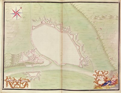 लुई XIV के एटलस से नामुर। विदेशी बैठने की योजना, 1665 (कलम, स्याही और धुलाई) द्वारा फ्रेंच स्कूल