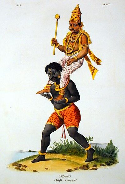 सी डी मोट्टे (1785-1836) द्वारा उकेरी गई निरिति (रंग लिथो) द्वारा फ्रेंच स्कूल
