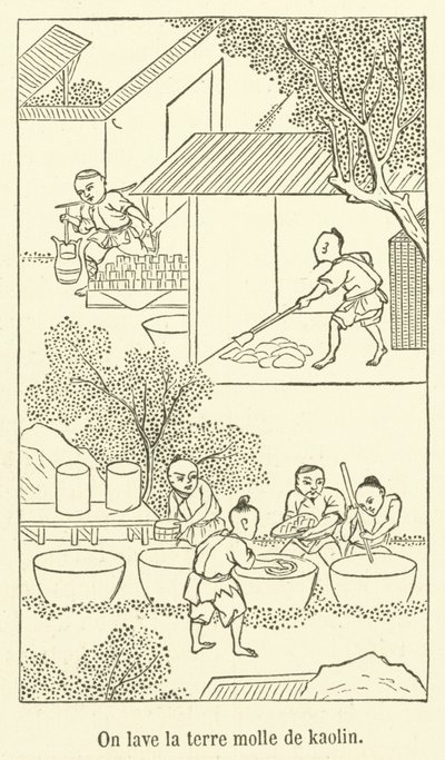 हम नरम पृथ्वी को काओलिन (उत्कीर्णन) से धोते हैं द्वारा फ्रेंच स्कूल