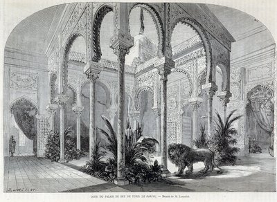Parc du Montsouris: 1867 की विश्व प्रदर्शनी में ट्यूनिस में Palais du Bey का इंटीरियर। द्वारा फ्रेंच स्कूल