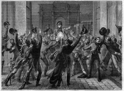 पेरिस, 20 मार्च 1815 - नेपोलियन मैं ट्यूलरीज में लौटता हूं - लेस सेंट जर्नल्स (100 दिन) नेपोलियन की तुइलरीज में वापसी, 20 मार्च, 1815 - एडोल्फ थियर्स द्वारा "वाणिज्य दूतावास के इतिहास के बाद साम्राज्य का इतिहास" में - 1879 - निजी संग्रह द्वारा फ्रेंच स्कूल