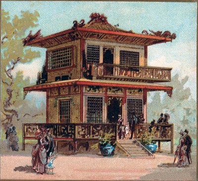 पेरिस। 1889 की सार्वभौमिक प्रदर्शनी: जापान मंडप। द्वारा फ्रेंच स्कूल