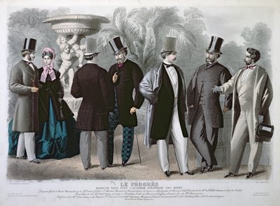 ले प्रोग्रेस के लिए पेरिस की फैशन प्लेट, जून 1864 (रंग उत्कीर्णन) द्वारा फ्रेंच स्कूल