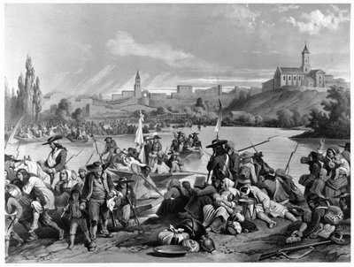 वेंडी आर्मी द्वारा लॉयर का मार्ग, अक्टूबर 1793 - कोल। संग्रहालय डोब्री, नैनटेस। द्वारा फ्रेंच स्कूल
