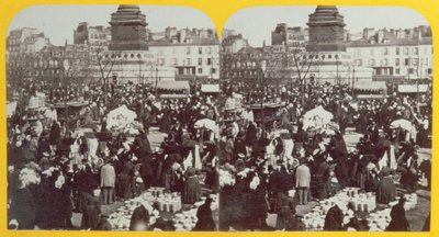 प्लेस डे ला बैस्टिल, हैम फेयर, पेरिस, त्रिविम दृश्य, c.1860 द्वारा फ्रेंच स्कूल