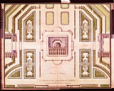 1714 के चेटो डी मार्ली के ग्रैंड टेरस की योजना द्वारा फ्रेंच स्कूल