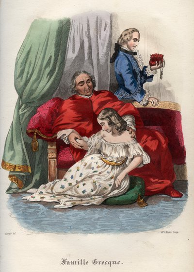 पोप पायस VI (पाई, Pio) (1717-1799) एक युवती के साथ छेड़खानी करता है द्वारा फ्रेंच स्कूल