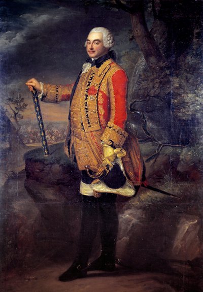 चार्ल्स डी रोहन, प्रिंस ऑफ सोबिस, फ्रांस के मारेचल (1715-1787) के पैर में पोर्ट्रेट फ्रेंच स्कूल की पेंटिंग। 18वीं शताब्दी का सूर्य। 2,19x1,42 वर्ग मीटर द्वारा फ्रेंच स्कूल