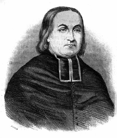अब्बे थियोडोर कॉम्बलॉट (1798-1873) का पोर्ट्रेट, फ्रांसीसी चर्च आदमी, "धार्मिक धारणा" के कांग्रेस के संस्थापक। 1852 से उत्कीर्णन। द्वारा फ्रेंच स्कूल