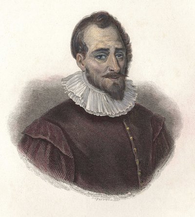 एडम डी क्रैपोन का पोर्ट्रेट (1527-1576), फ्रांसीसी गणितज्ञ और इंजीनियर। "" उपयोगी पुरुषों के चित्र "" में द्वारा फ्रेंच स्कूल