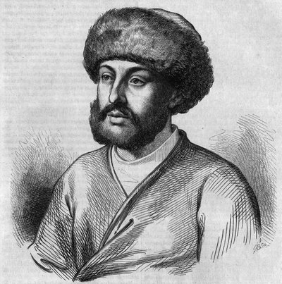 ओटोमन सरकार के लिए अलेक्जेंड्रे मौरोकोर्डैटो (मावरोकॉर्डैटोस) (1636-1709), ग्रीक राजनेता, ड्रोगमैन (दुभाषिया) का पोर्ट्रेट। "" ले मैगासिन सुरम्य" में शेविग्नार्ड द्वारा उत्कीर्णन द्वारा फ्रेंच स्कूल