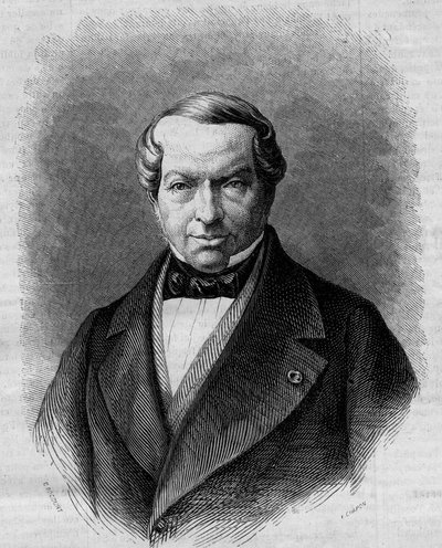 बैरन जेम्स डी रोथ्सचाइल्ड (1792-1868), जर्मन बैंकर का पोर्ट्रेट। 27 दिसंबर 1862 के "" ले मोंडे इलस्ट्रे "" एन ° 298 में उत्कीर्णन। द्वारा फ्रेंच स्कूल