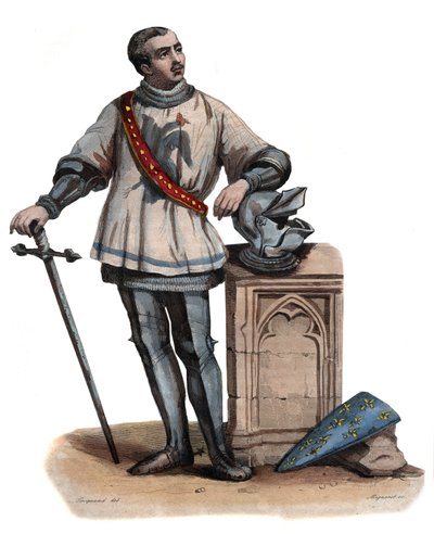 बर्ट्रेंड डुगुसक्लिन (डु गुसेक्लिन) (1320-1380), ब्रेटन नाइट और फ्रांसीसी सैन्य कमांडर का पोर्ट्रेट। एडमंड मेनेचेटे द्वारा "" ले प्लूटार्क फ़्रैंक "" से चित्रण द्वारा फ्रेंच स्कूल