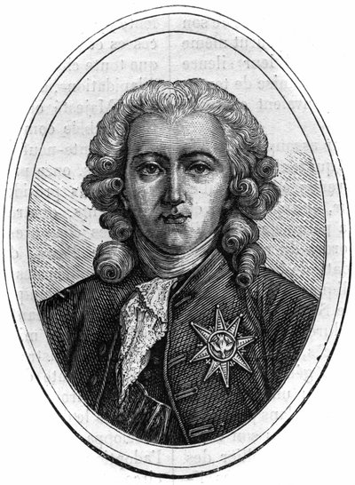 लुई सोलहवें (1734-1802), वित्तीय नियंत्रक के तहत फ्रांसीसी राजनीतिज्ञ चार्ल्स एलेक्जेंडर डी कैलोन का पोर्ट्रेट। मौरिस लाचत्रे द्वारा "हिस्टोइरे डेस पेप्स-रोइस-क्वीन एंड एम्पीयरर्स थ्रू द सेंचुरी" में उत्कीर्णन द्वारा फ्रेंच स्कूल