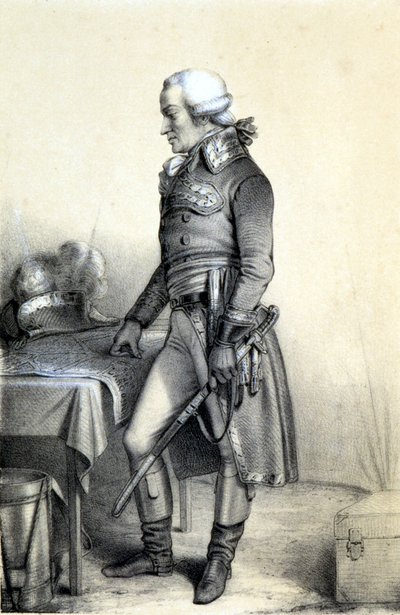 चार्ल्स फ्रांकोइस डू पेरियर डिट डुमौरीज़ (1739-1823), फ्रांसीसी जनरल का पोर्ट्रेट। - अल्बर्ट मौरिन द्वारा "फ्रांसीसी क्रांति की ऐतिहासिक गैलरी" में, एड। पेरिस 1843 द्वारा फ्रेंच स्कूल