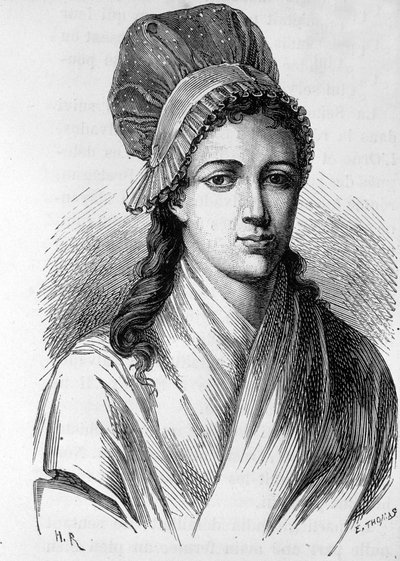शार्लोट कॉर्डे का पोर्ट्रेट (1768 - 1793) - हेनरी मार्टिन द्वारा "" L'Histoire de France "" में द्वारा फ्रेंच स्कूल