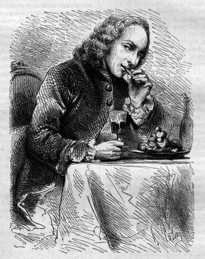 क्लाउड हेनरी डी फुसी डी वोइसन (1708-1775) का पोर्ट्रेट, फ्रांसीसी चर्चमैन, कवि और नाटककार, काउरेट्स के पेस्ट्री निर्माता द्वारा प्रतिनिधित्व किया गया। 1858 से उत्कीर्णन। द्वारा फ्रेंच स्कूल