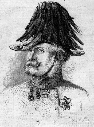 काउंट फ़ेरेन्ज़ ग्युलाई (1797-1868) का पोर्ट्रेट, लोम्बार्ड प्रांतों में ऑस्ट्रियाई सैनिकों की कमान लेफ्टिनेंट जनरल को लगा। 30 अप्रैल के n°107 "" ले मोंडे इलस्ट्रे" में उत्कीर्णन द्वारा फ्रेंच स्कूल