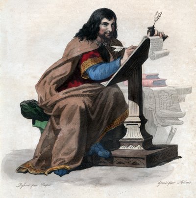 आइरहार्ड (ईगिनहार्ड, ईनहार्ट, ईनार्ड, ईनहार्ड) (775-840), फ्रेंकिश विद्वान और दरबारी का चित्र द्वारा फ्रेंच स्कूल