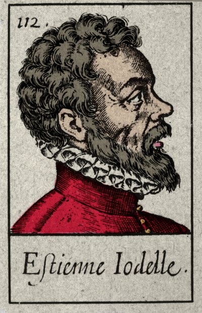 एटिने जोडेल का पोर्ट्रेट (1532-1573), प्लीएड आंदोलन के फ्रांसीसी कवि सदस्य। 19वीं सदी की नक्काशी। द्वारा फ्रेंच स्कूल