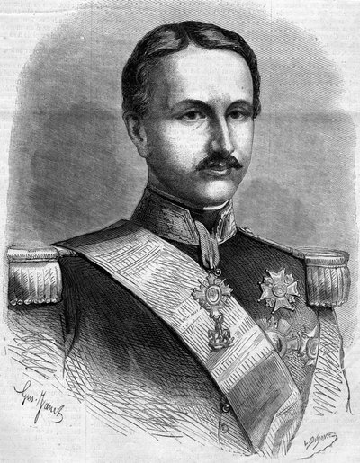 नेपल्स के राजा फ्रेंकोइस II (1836-1894) का पोर्ट्रेट। 28 जुलाई 1860 के "" ले मोंडे इलस्ट्र्रे "" एन ° 172 में उत्कीर्णन। द्वारा फ्रेंच स्कूल
