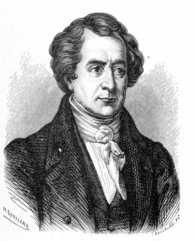 फ्रांकोइस अरागो का पोर्ट्रेट (1786 - 1853) - "" एल्बम ऑफ साइंस में; प्रसिद्ध विद्वान; महान खोजें ”” ”1896। द्वारा फ्रेंच स्कूल