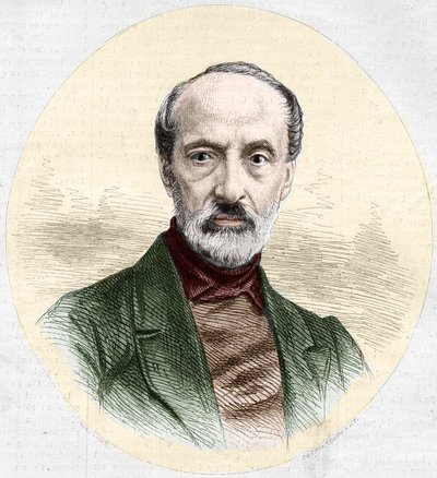 Giuseppe Mazzini (1805-1872), इतालवी राजनीतिज्ञ और राष्ट्रवादी का पोर्ट्रेट। 16 मार्च 1872 के "" ले मोंडे इलस्ट्र्रे "" एन ° 779 में उत्कीर्णन। द्वारा फ्रेंच स्कूल