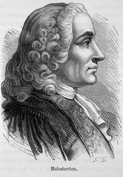 लैमोइग्नन डी मालेशेरबेस (1721-1794), फ्रांसीसी राजनेता द्वारा गुइल्यूम चेरेटियन (गुइल्यूम-चेरीटियन) का पोर्ट्रेट - हेनरी मार्टिन द्वारा "" L'Histoire de France "" में द्वारा फ्रेंच स्कूल