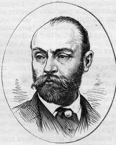 गुस्ताव रोडोलफे क्लेरेंस बौलैंगर (1824-1888) का पोर्ट्रेट, फ्रांसीसी चित्रकार। 2 मई 1874 को "" ले मोंडे इलस्ट्र्रे "" n ° 890 में उत्कीर्णन। द्वारा फ्रेंच स्कूल