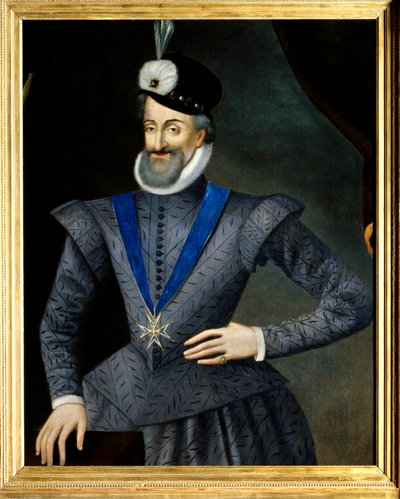 फ्रांस के राजा हेनरी चतुर्थ (1553-1610) का पोर्ट्रेट। उसके पास पवित्र आत्मा के आदेश (पवित्र आत्मा का आदेश) के प्रतीक चिन्ह का हार है। 17वीं सदी की अनाम फ्रांसीसी पेंटिंग। तेल के रंगों से केन्वस पर बना चित्र। मंद: 0,95x1,13m। अनिवार्य उल्लेख: सुली सुर लोई द्वारा फ्रेंच स्कूल