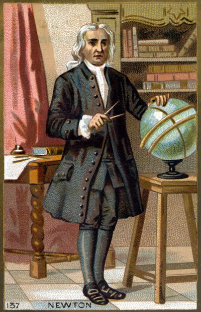 आइजैक न्यूटन का पोर्ट्रेट (1642-1727)। 19वीं सदी के उत्तरार्ध की क्रोमोलिथोग्राफी। द्वारा फ्रेंच स्कूल