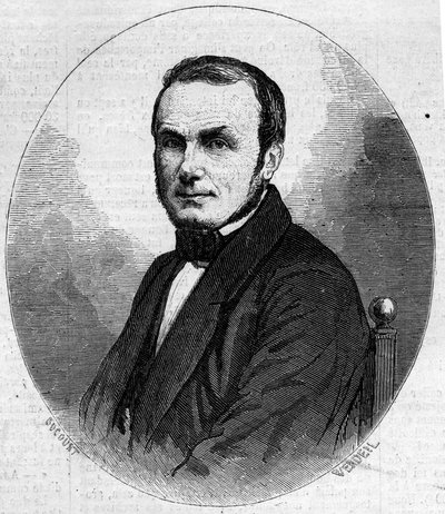 इसिडोर ज्योफ़रॉय सेंट हिलायर सेंट हिलायर (सेंट-हिलायर) (1805-1861) का पोर्ट्रेट, फ्रांसीसी प्राणी विज्ञानी, एटिने ज्योफ़रॉय सेंट-हिलायर के बेटे। 23 नवंबर को "" द इलस्ट्रेटेड वर्ल्ड "" एन ° 241 में उत्कीर्णन द्वारा फ्रेंच स्कूल