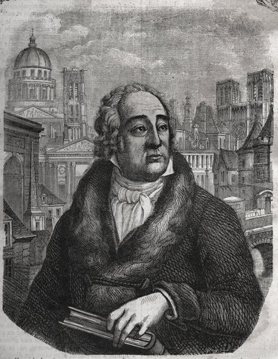 जैक्स-एंटोनी दुलाउरे (जैक्स एंटोनी) (1755-1835) का पोर्ट्रेट फ्रांसीसी पुरातत्वविद् और इतिहासकार - जैक्स एंटोनी दुलारे द्वारा "पेरिस का भौतिक, नागरिक और नैतिक इतिहास: पहले ऐतिहासिक समय से आज तक" में उत्कीर्णन। 1853 द्वारा फ्रेंच स्कूल