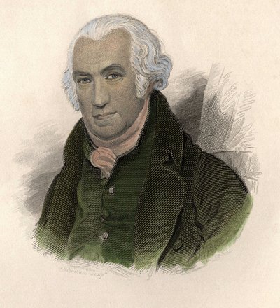 जेम्स वाट (1736-1819), स्कॉटिश इंजीनियर और मैकेनिक का पोर्ट्रेट। "" पोर्ट्रेट्स डेस होम्स उपयोगी" में द्वारा फ्रेंच स्कूल
