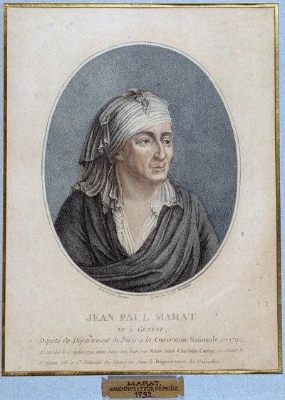 जीन पॉल मराट (1743-1793) का पोर्ट्रेट, फ्रांसीसी चिकित्सक, प्रचारक और राजनीतिज्ञ द्वारा फ्रेंच स्कूल
