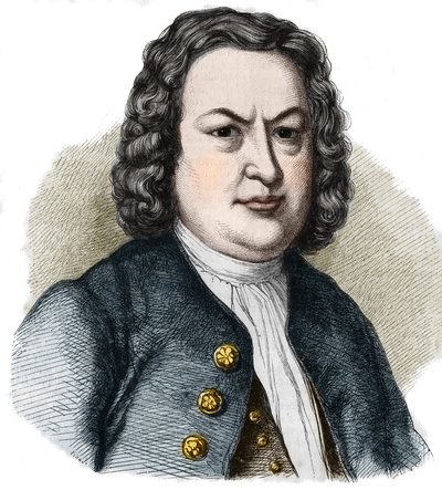 जीन सेबेस्टियन (जोहान सेबेस्टियन) बाख (1685-1750) जर्मन संगीतकार का पोर्ट्रेट। 1858 से उत्कीर्णन। द्वारा फ्रेंच स्कूल