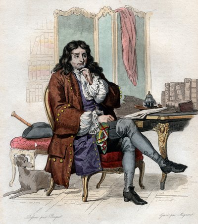 जीन डी ला फोंटेन (लाफोंटेन) (1621-1695), फ्रेंच फ़बुलिस्ट और कवि के चित्र। द्वारा फ्रेंच स्कूल