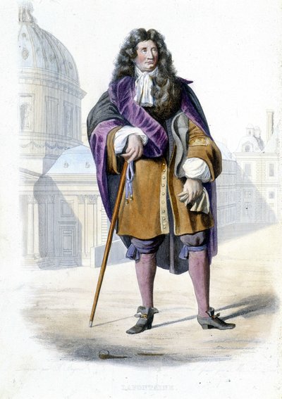 जीन डे ला फोंटेन का पोर्ट्रेट, फ्रांसीसी लेखक (1621-1695) - एड मेनेचेट में, "" ले प्लुटार्क फ़्रैंकैस "" द्वारा फ्रेंच स्कूल