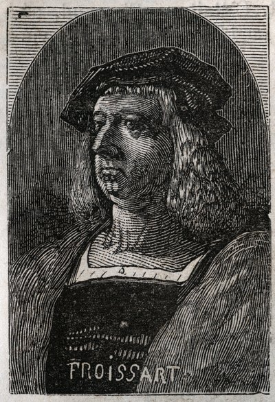 जॉन फ्रोइसार्ट (जीन फ्रोइसार्ट) (1337-1404) का पोर्ट्रेट, मध्ययुगीन फ्रांस के फ्रांसीसी इतिहासकार - विक्टर ड्यूरु (1811-1894) द्वारा "" हिस्टोइरे डी फ्रांस" में उत्कीर्णन - 1882 द्वारा फ्रेंच स्कूल