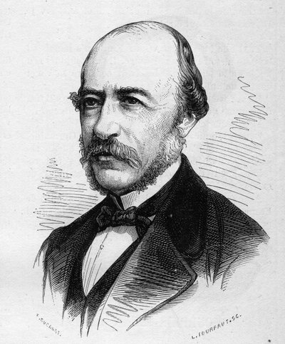जोसेफ ऑट्रान का पोर्ट्रेट (1813-1877), फ्रांसीसी कवि। 17 मार्च 1877 के "" ले मोंडे इलस्ट्र्रे "" एन ° 1040 में उत्कीर्णन। द्वारा फ्रेंच स्कूल