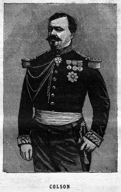 जोसेफ एमिल कोलसन (1821-1870), फ्रांसीसी जनरल का पोर्ट्रेट। "लेस इलस्ट्रेशन्स डी ल'आर्मी फ़्रैन्काइज़ डे १७८९ ए १८८०" में उत्कीर्णन द्वारा फ्रेंच स्कूल