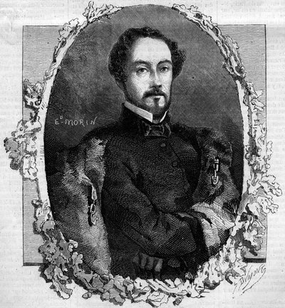 जुआन प्राइम वाई प्रैट का पोर्ट्रेट, काउंट ऑफ़ रीस (1814-1870), स्पेनिश जनरल और राजनीतिज्ञ। 3 मई 1860 के "" ले मोंडे इलस्ट्र्रे"" एन °151 में उत्कीर्णन। द्वारा फ्रेंच स्कूल